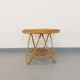 Round coffee table with 60's vintage rattan magazine tray