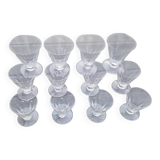Service de verres coniques pour 4 personnes, cristal taillé à 9 côtes plates
