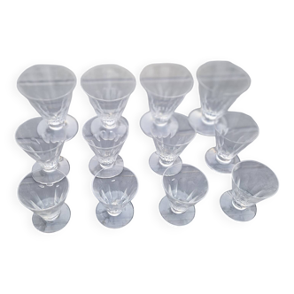 Service de verres coniques pour 4 personnes, cristal taillé à 9 côtes plates