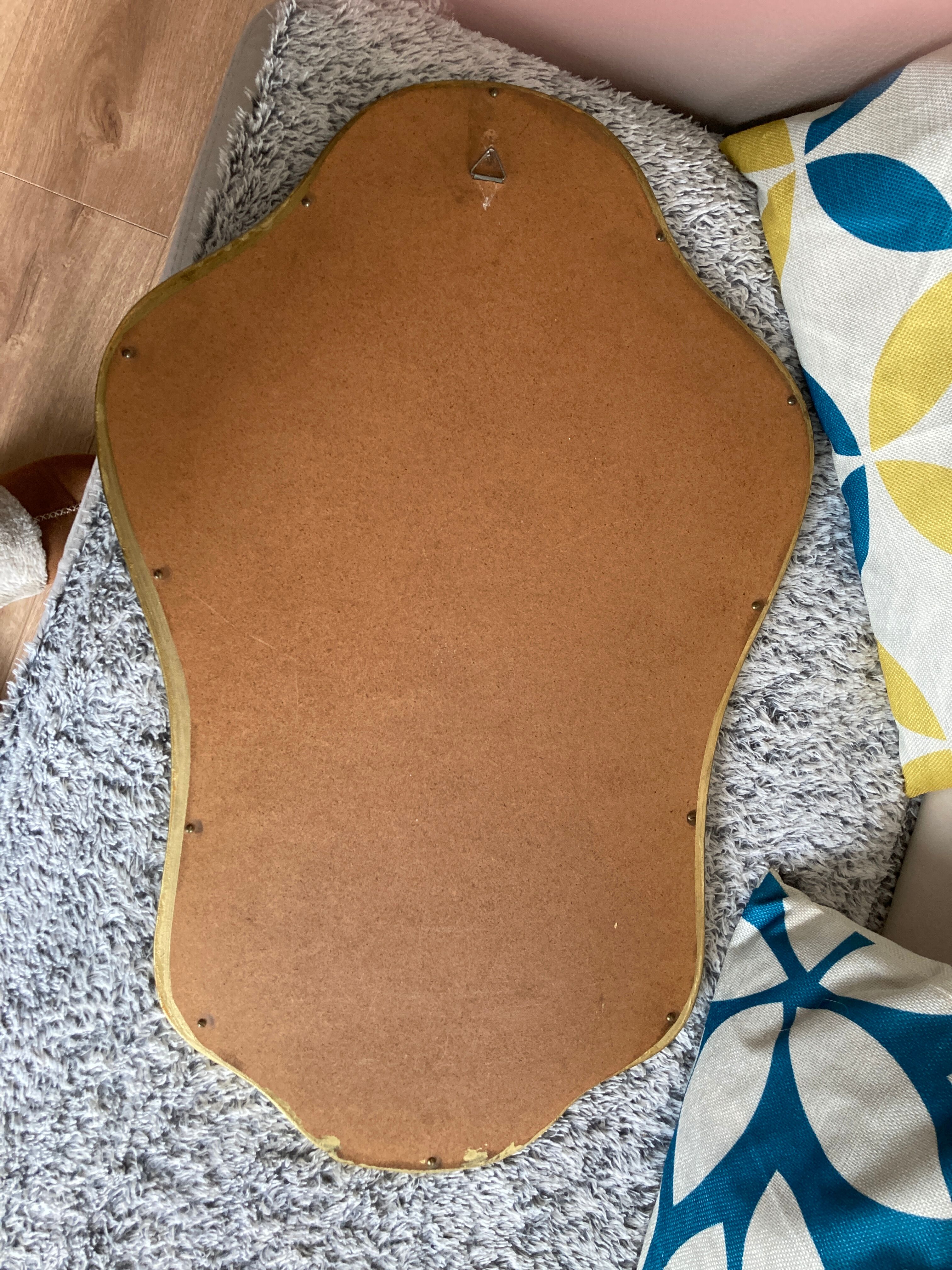 Wood and golden resin mirror