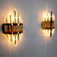 Pair of Venini wall lamps cut glass Murano Italy 1970