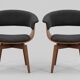Paire de fauteuils vintage en bois et tissu anthracite