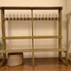 Vintage XL wooden coat rack with bench