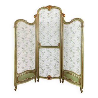 Paravent De Style Louis XV, Patine Vert Amande, France, XIXe Siècle