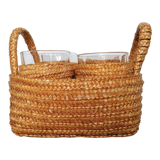 Basket and glass holder woven straw