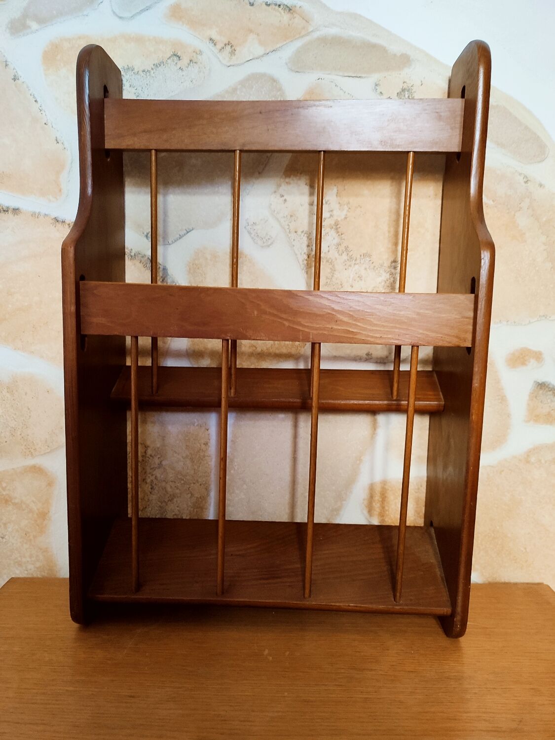 Wooden wall review holder