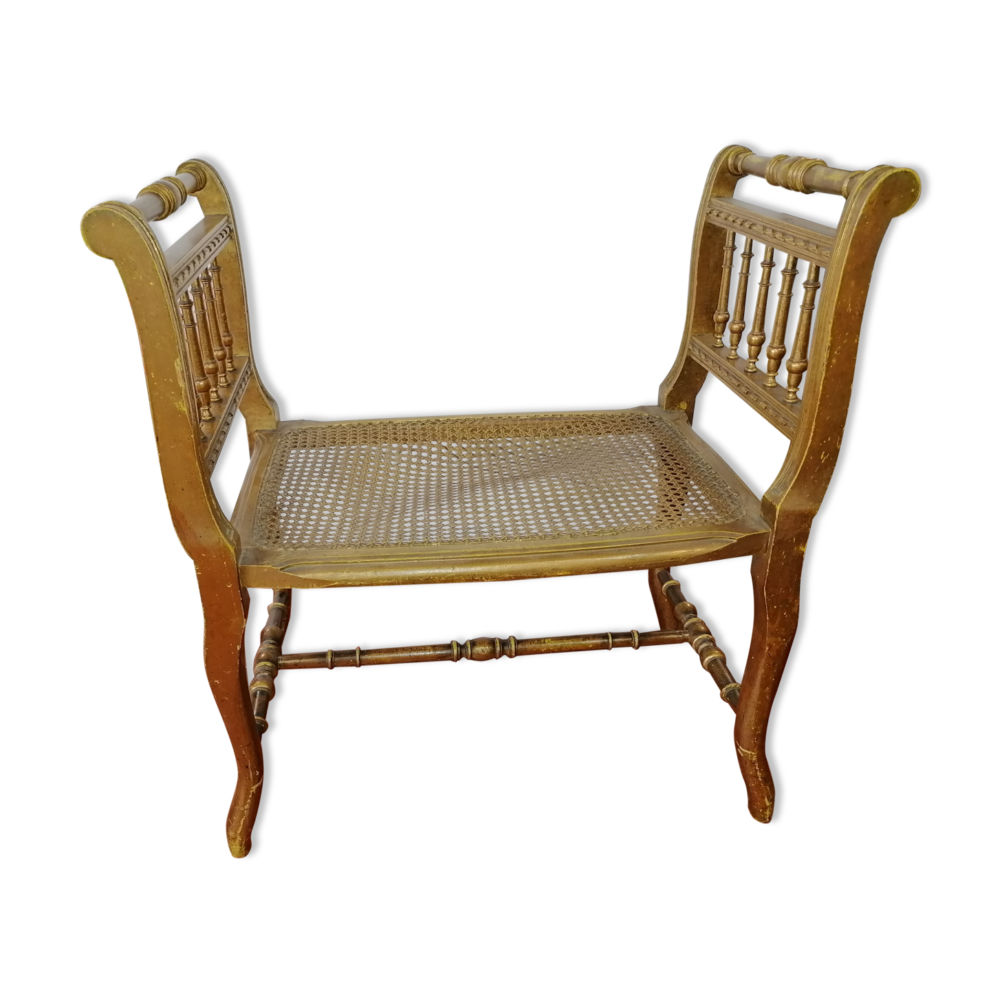 Gilded wood cane bench