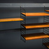Modular Teak Wall Shelf by Nils Strinning for String, 1960s, Set of 29