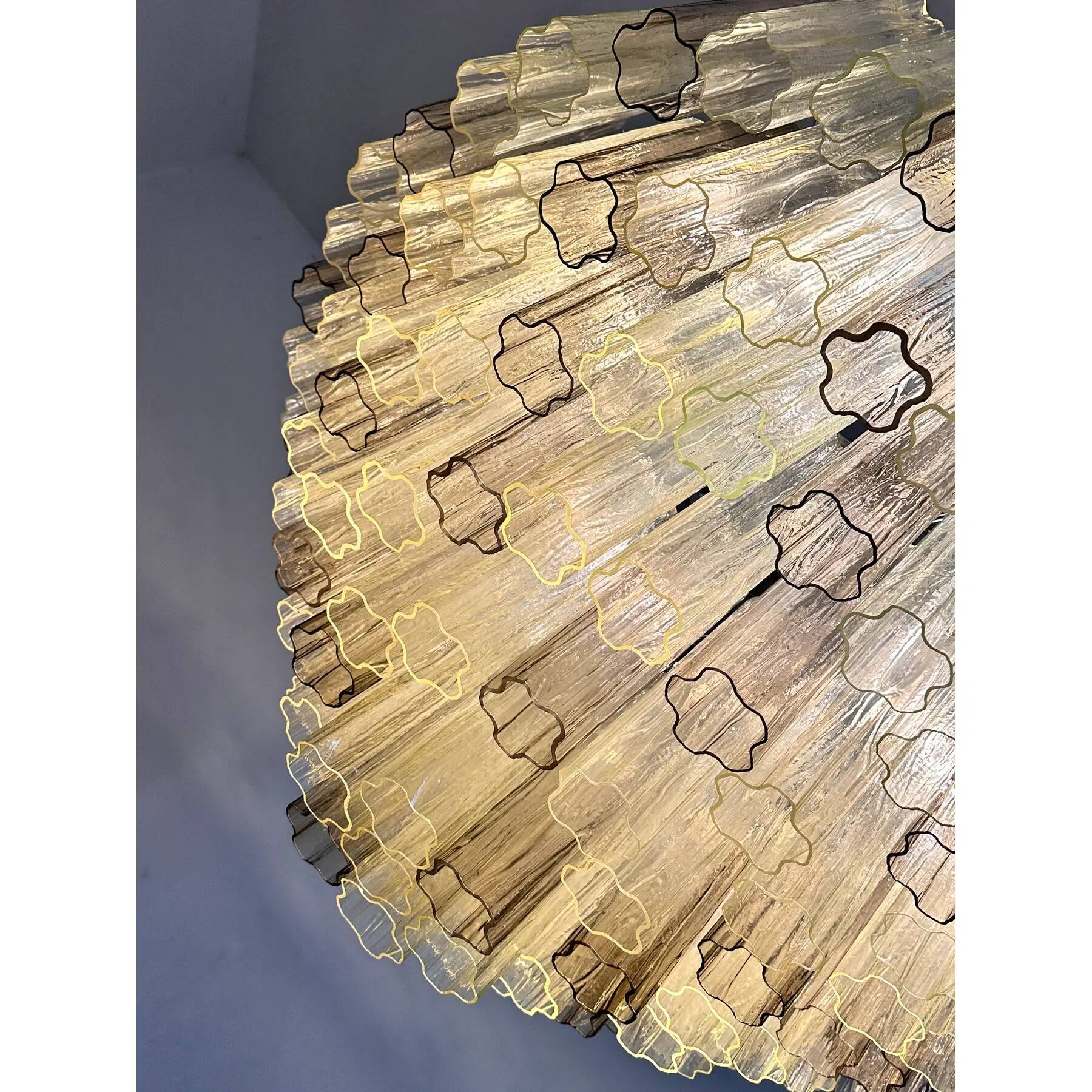 Luxury Huge Champagne E Fumè “Tronchi” Murano Glass Chandelier in Venini Style