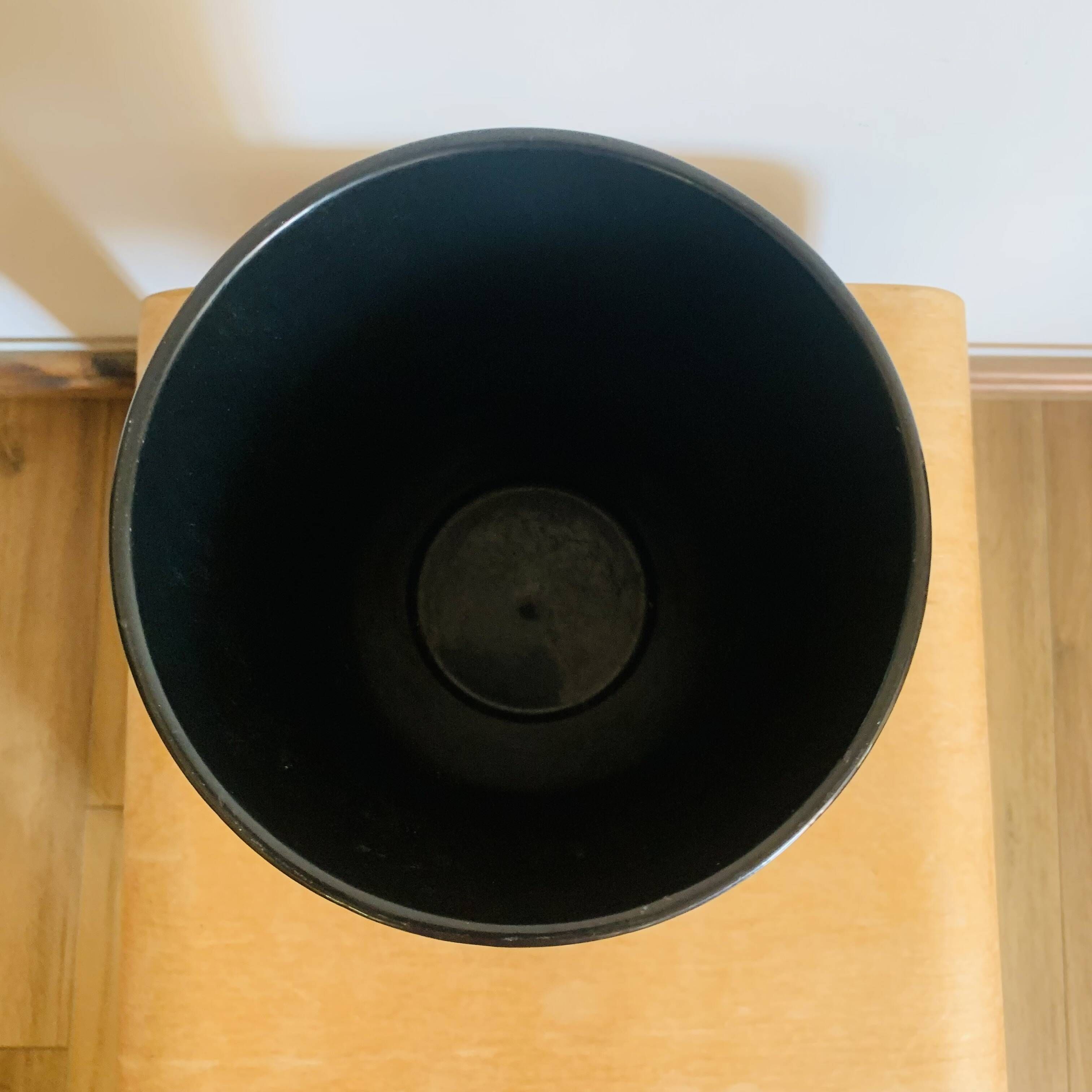 Vintage black Scheurich vase with graphic design – West Germany – 70s/80s