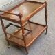 Solid wood service trolley on wheels