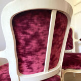 Pair of Louis XV style upholstered velvet armchairs