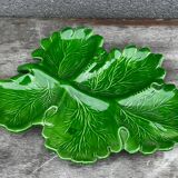 Green Ceramic Hors d'Oeuvres Dish in Leaf Shape, Art Deco Period