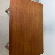 Compass leg desk, 1950s wood reconstitution style.