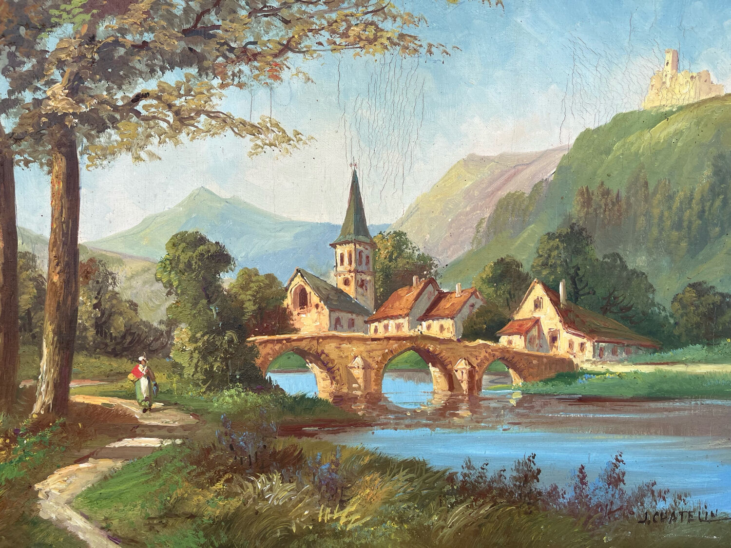 Painting: oil on cardboard - landscape