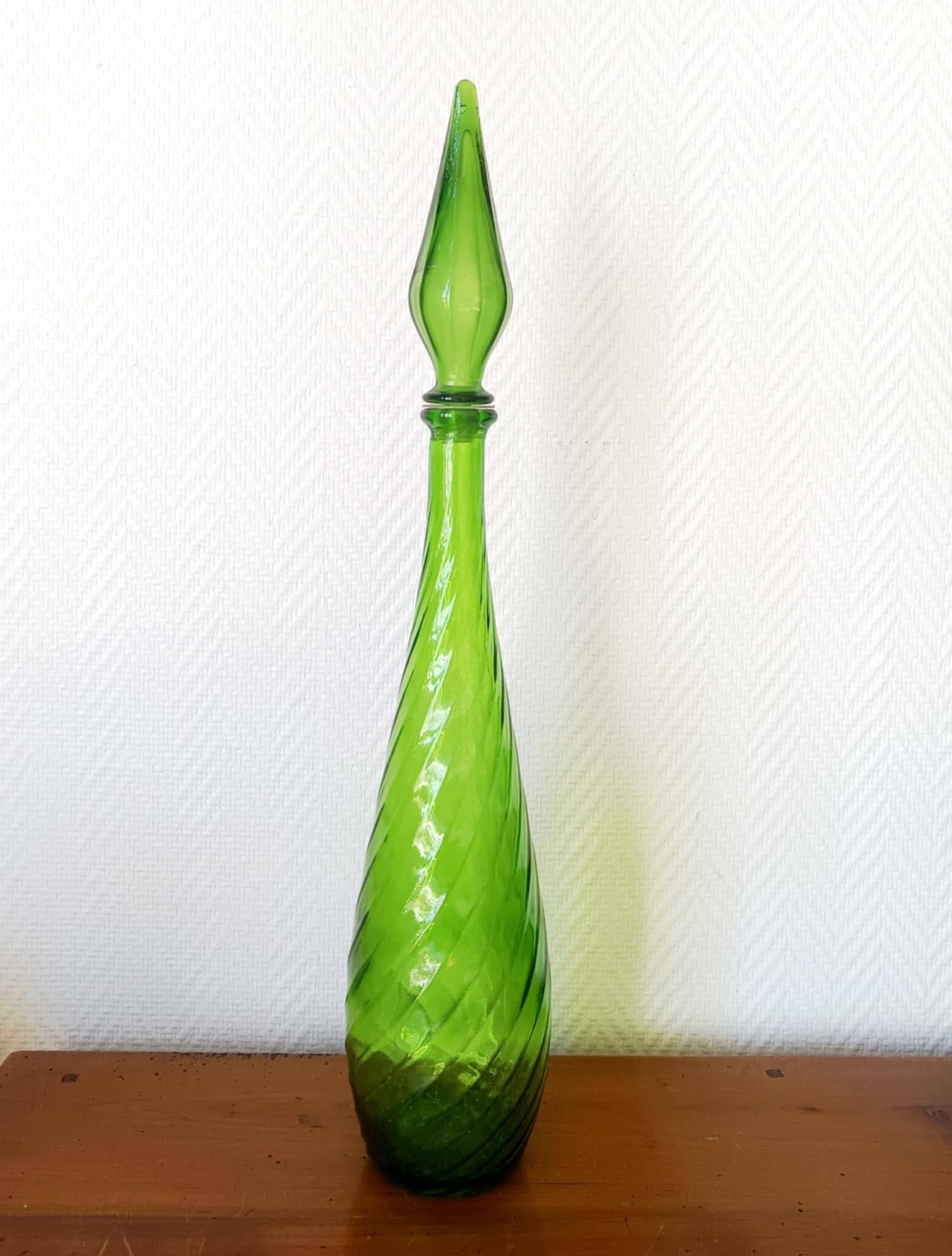 Large glass carafe from Empoli, Italy, vintage