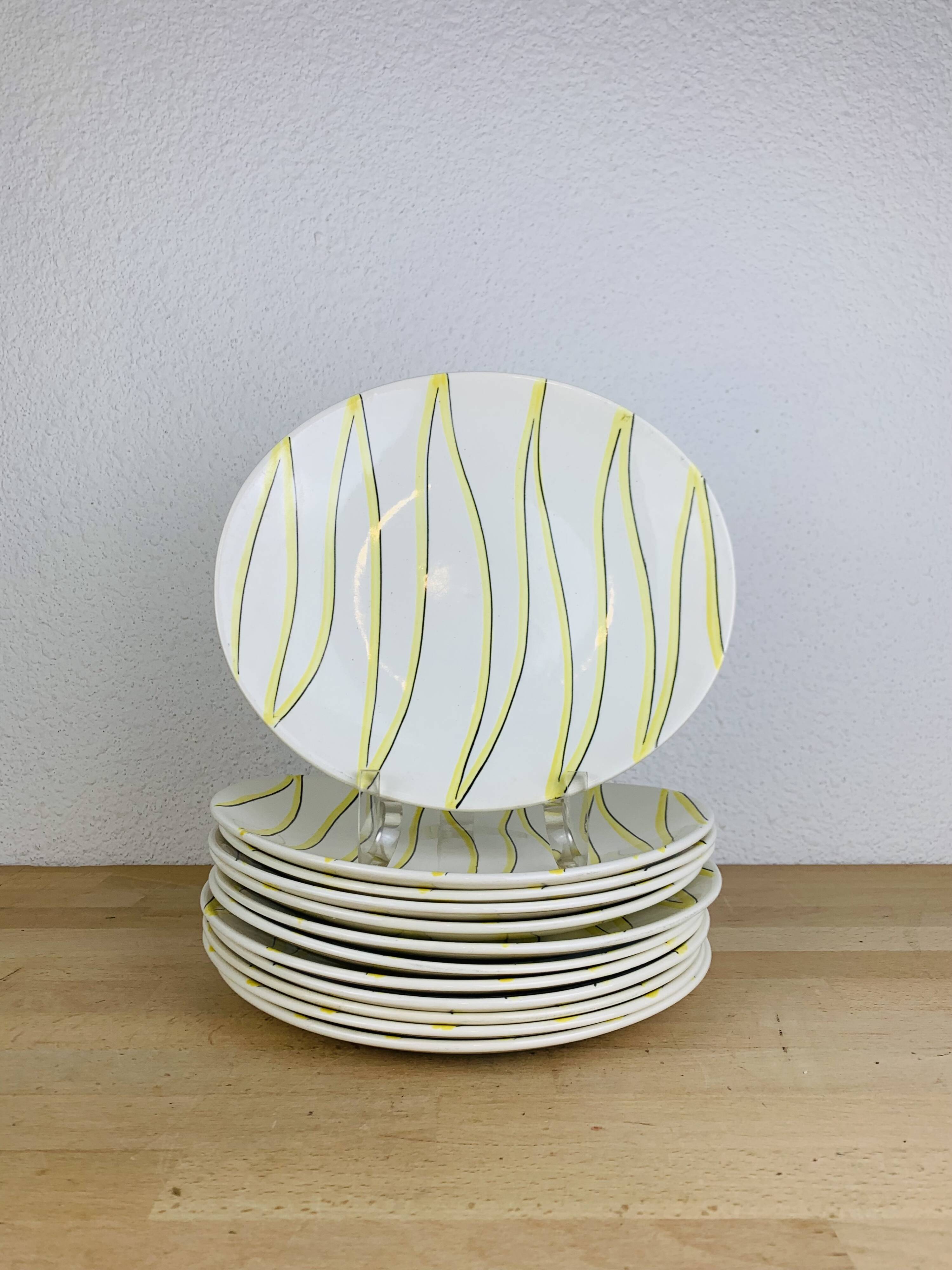 12 ceramic plates, Aurore model by Salins, vintage