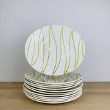 12 ceramic plates, Aurore model by Salins, vintage