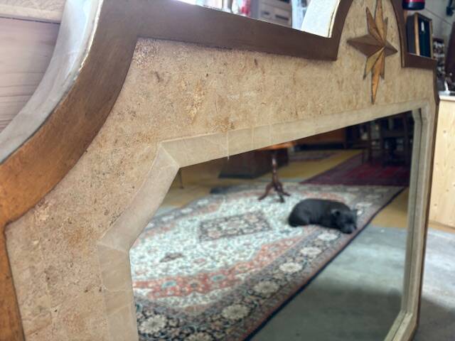 Large antique mirror Maison Fournier in white marble – 137 x 115 cm