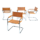 Set of 4 Cognac Leather Cantilever Bauhaus S 34 B 34 Chairs, 1970s
