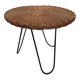 Vintage round rattan and metal coffee table