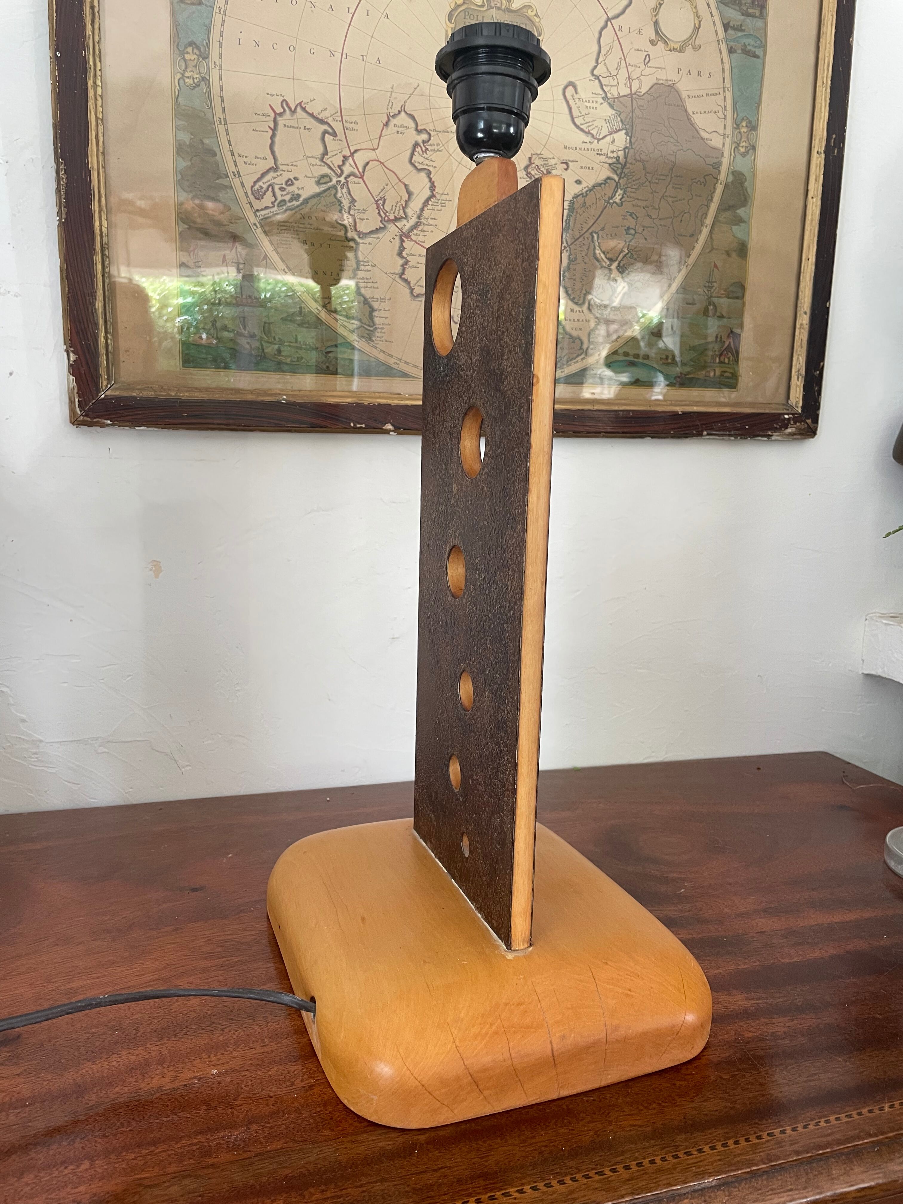 Vintage wood and metal lamp 47cm