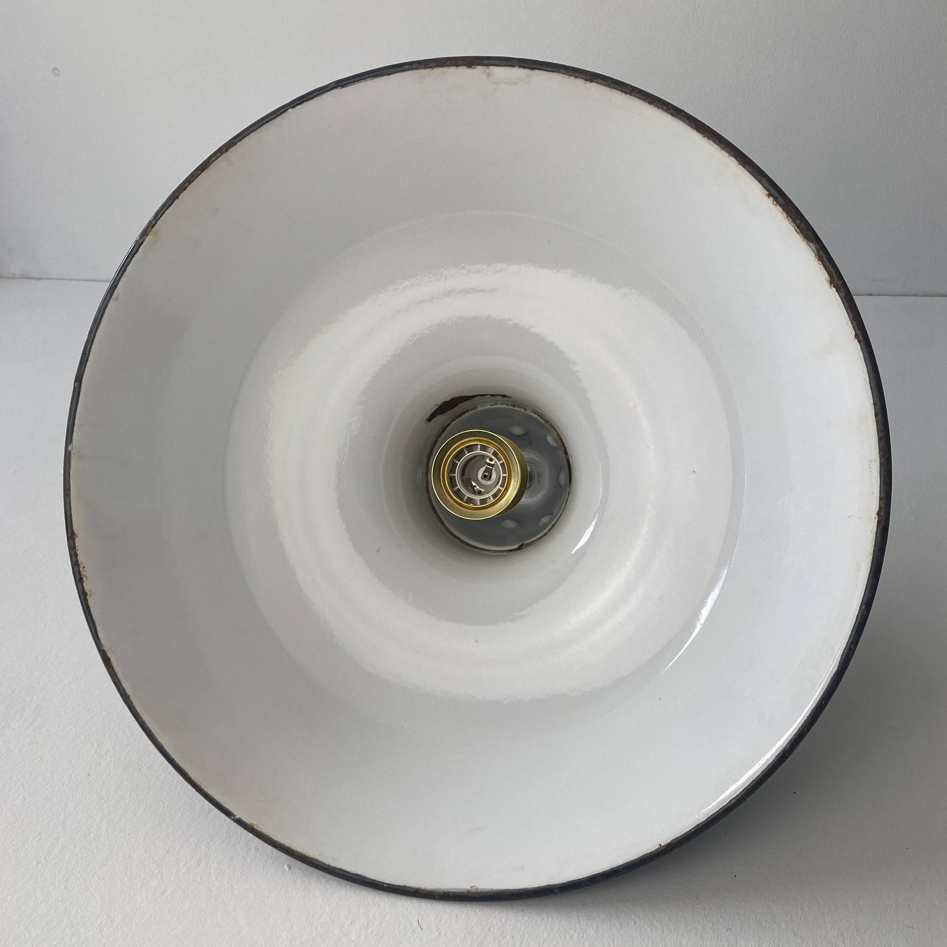 Old industrial pendant light in black enamel 40 cm