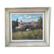 Oil on panel: Landscape, village in the countryside
