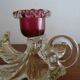 Bougeoir fleur verre  Murano poudre d'or