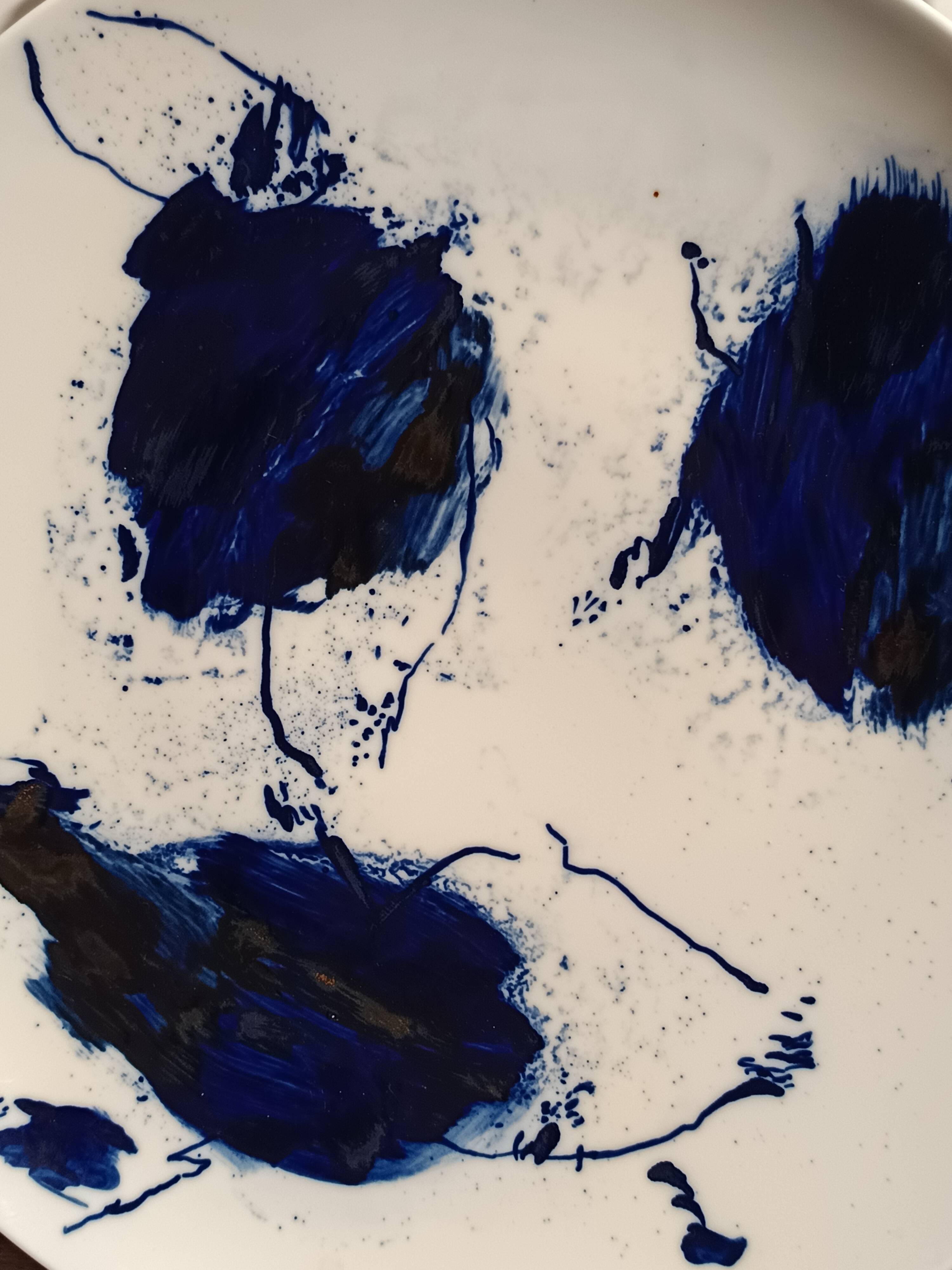 Large designer plate signed by Barbara Schroeder – 41 cm – Contemporary ceramic