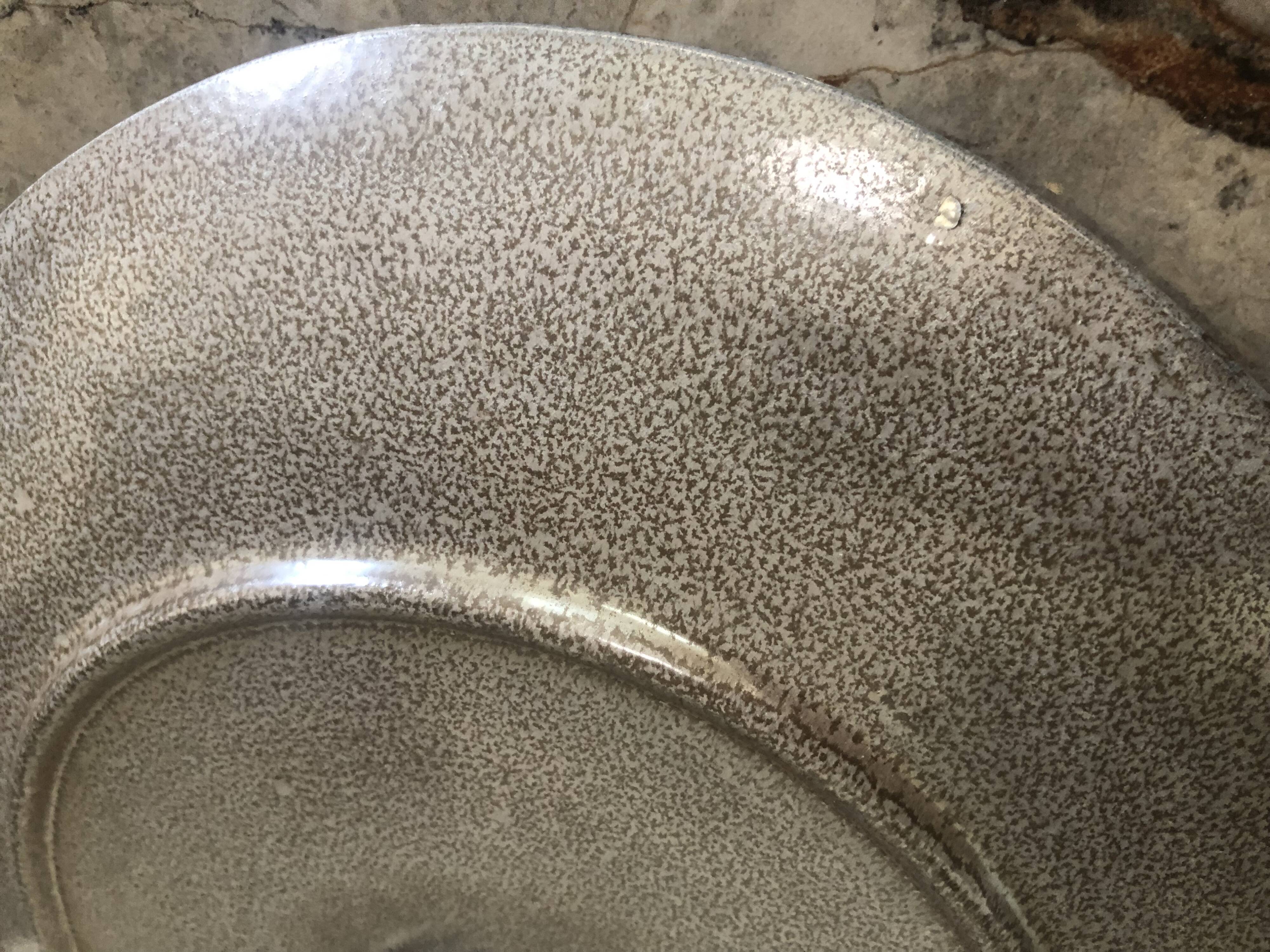 Matching biscuit earthenware dish and tile