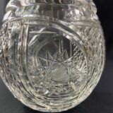 Large covered pear-shaped jar in Bohemian cut crystal