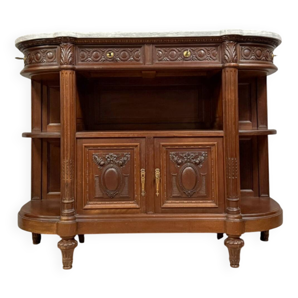 Buffet desserte en enfilade style louis XVI en noyer massif vers 1880 — Beyit