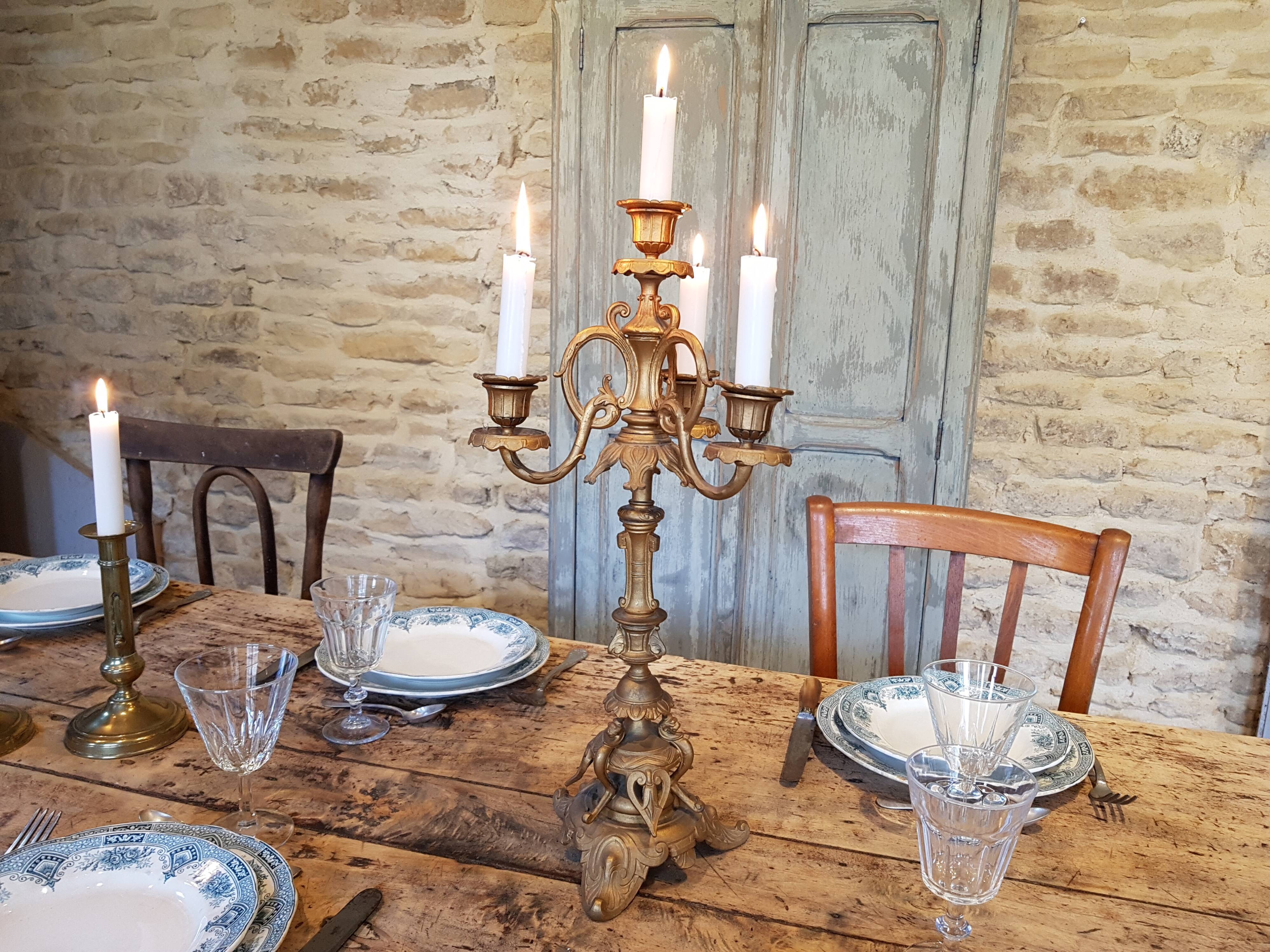 Old and majestic chandelier in bronze