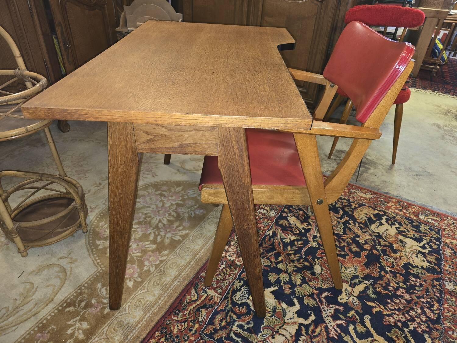 Scandinavian-style compass-legged desk, 1950s