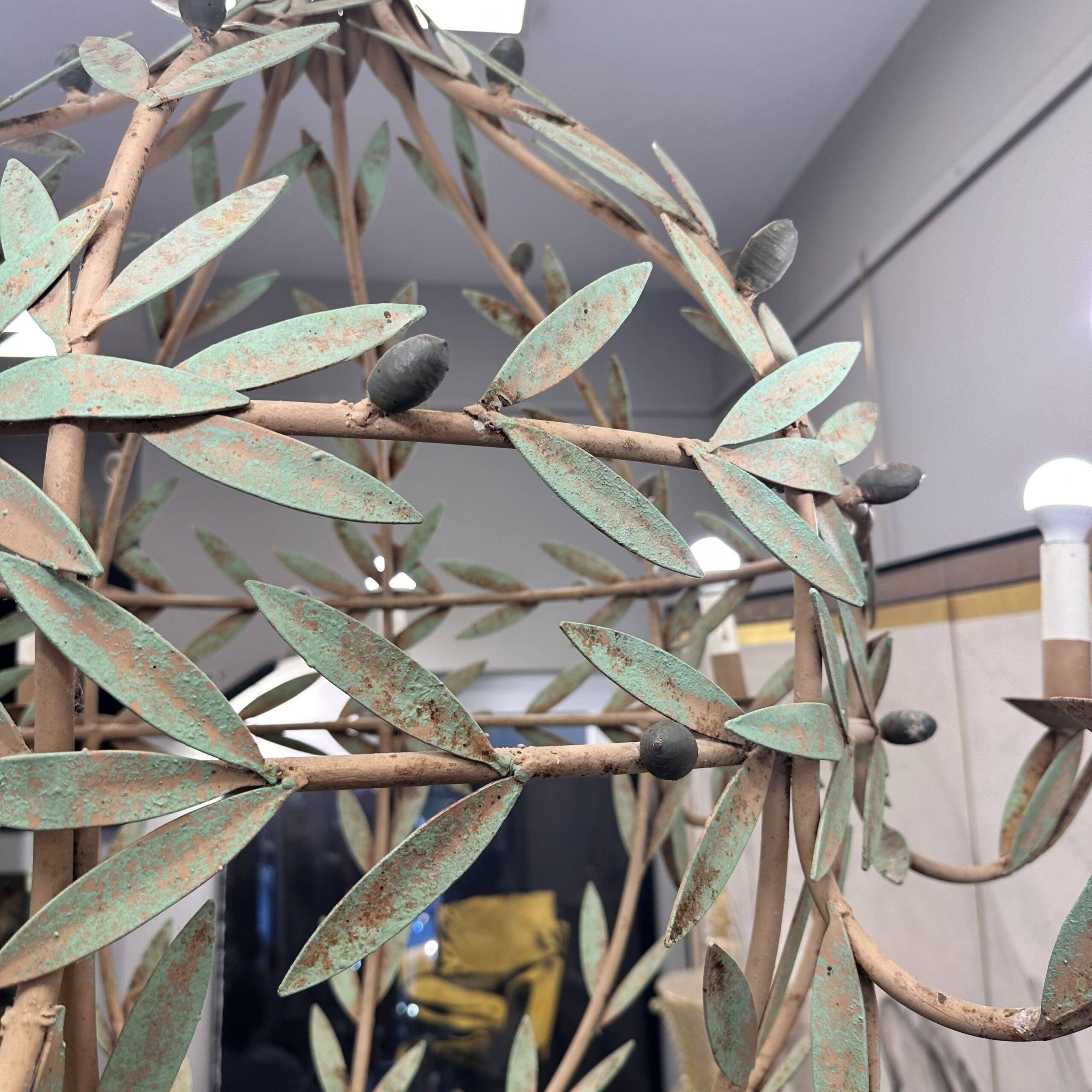 Globe lamp, olive leaves, in the style of Maison Baguès, Mid-century, 1970s – France