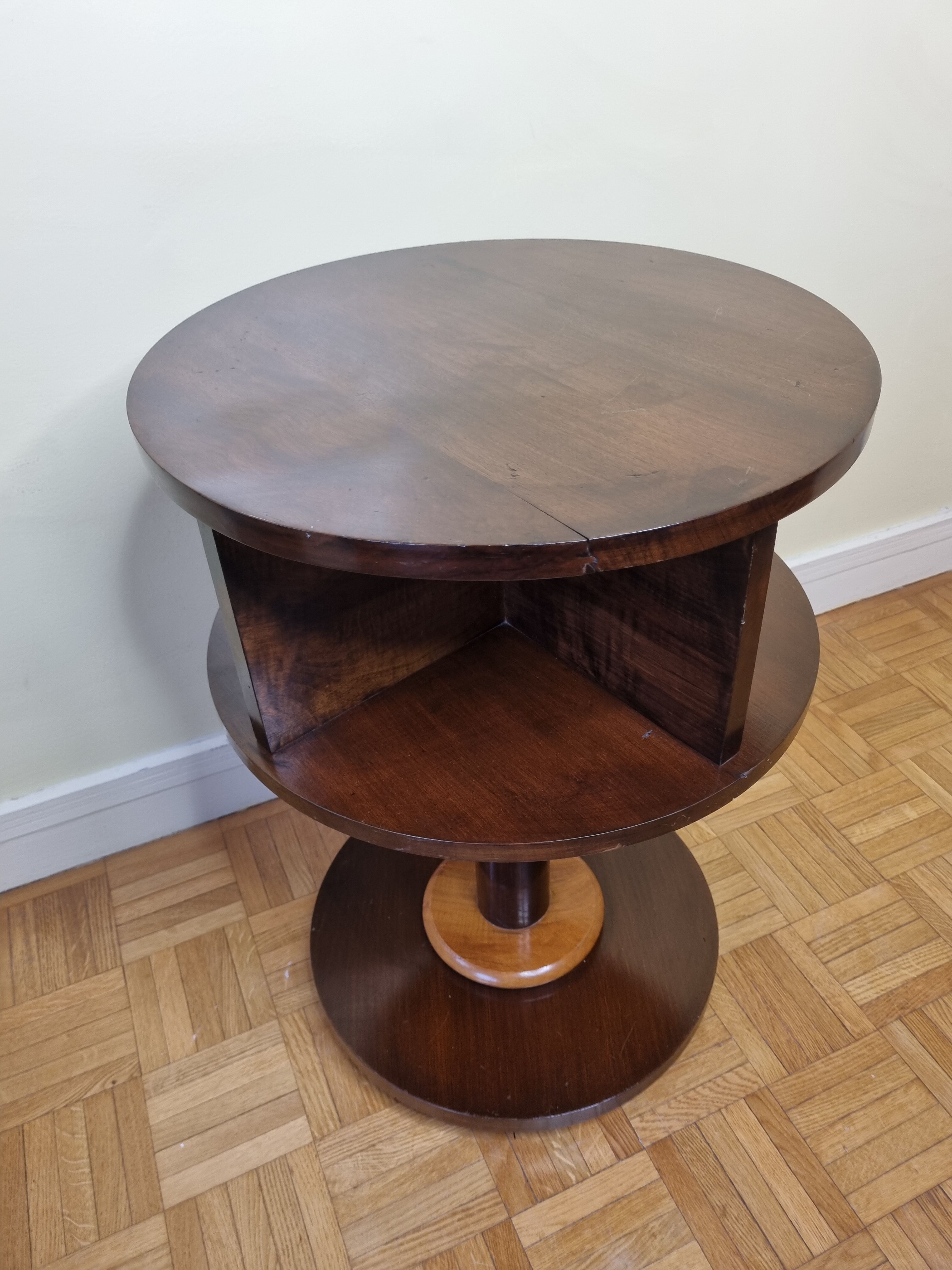 Solid wood pedestal table in Art Deco style