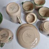 Service à café en faïence émaillée, Jemappes, Belgique, 9 tasses