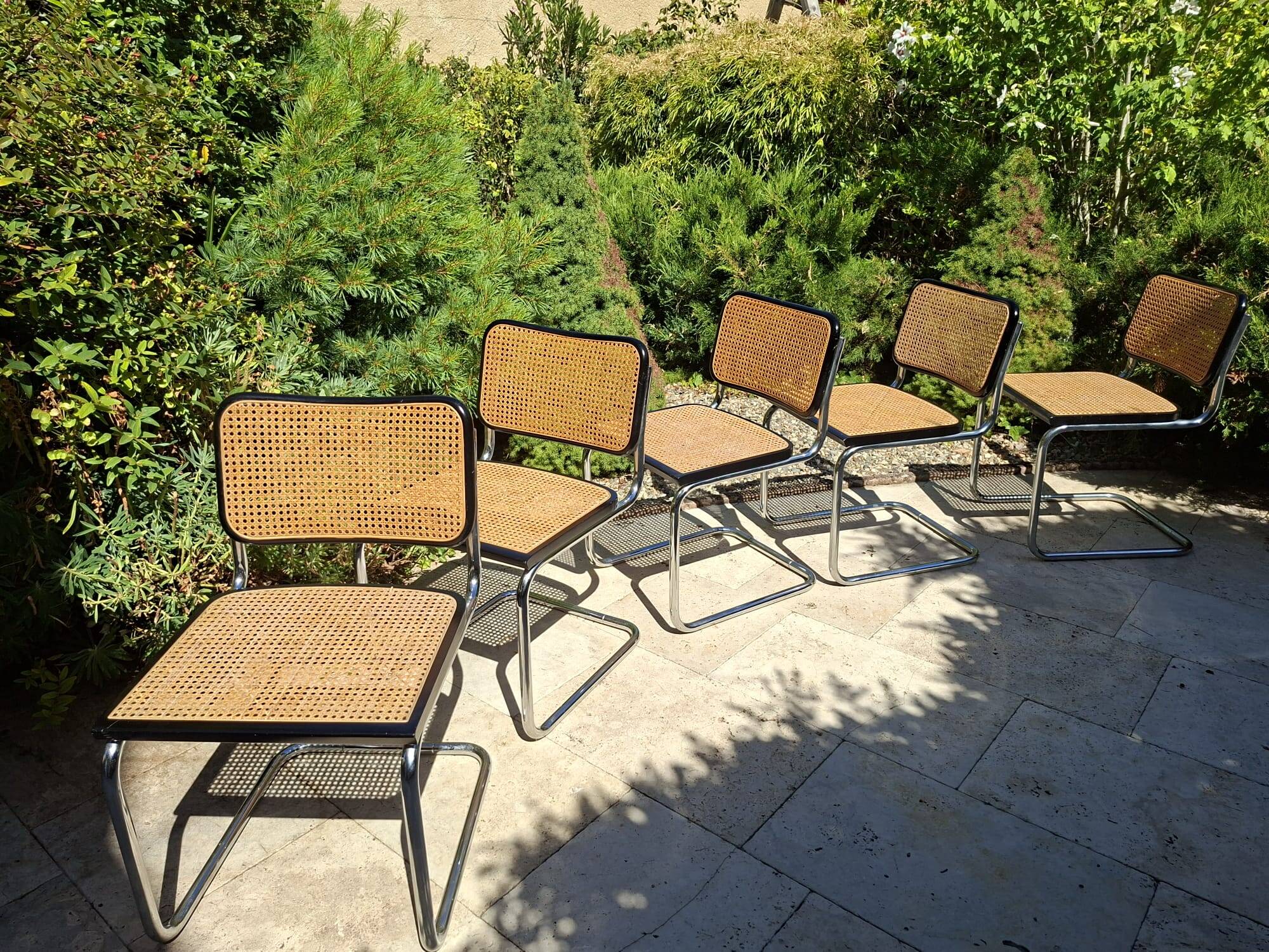 Set of 6 black Marcel Bauer B32 style chairs