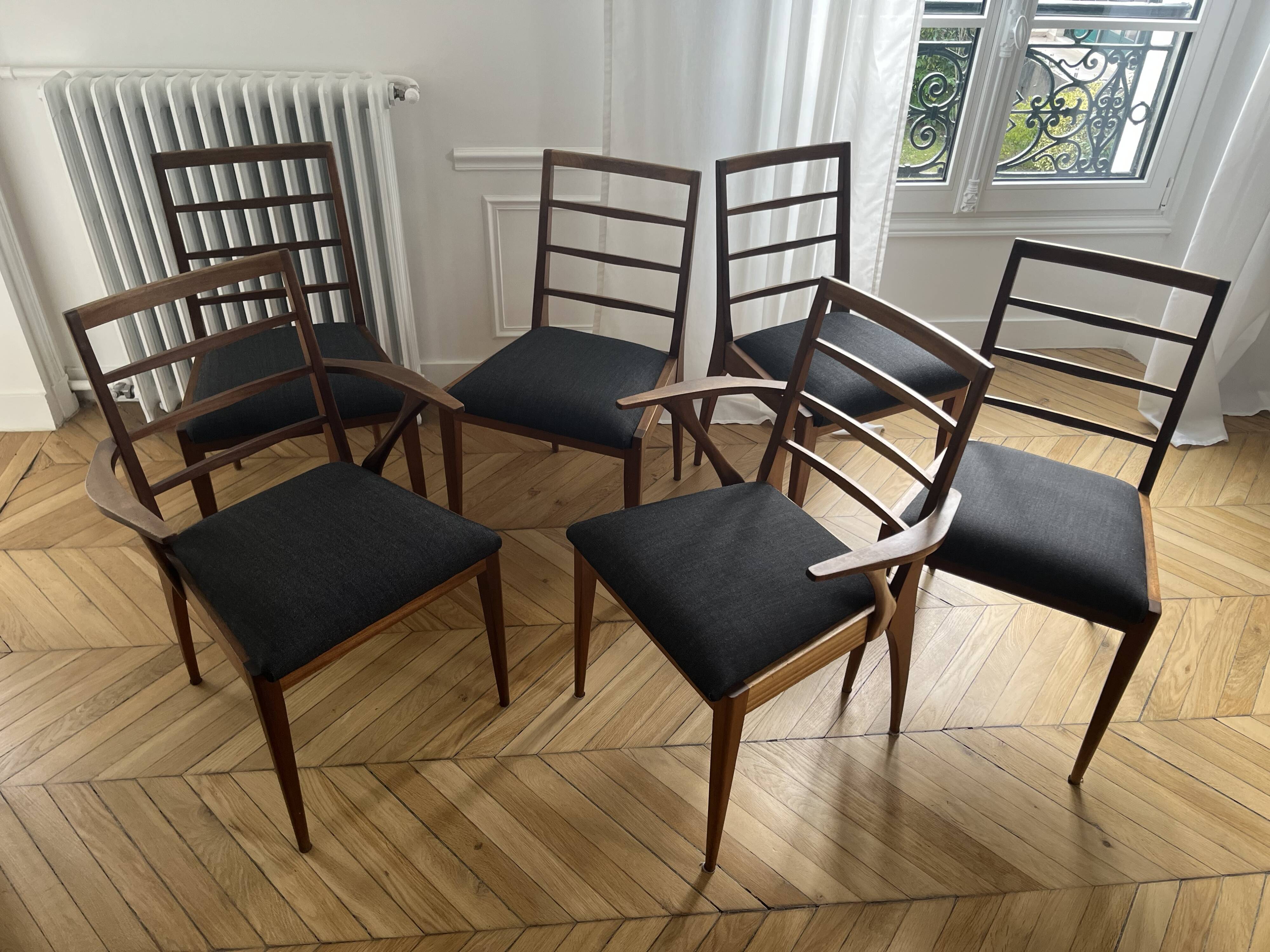 4 chairs and 2 armchairs McIntosh mid-century modern teak Kvadrat