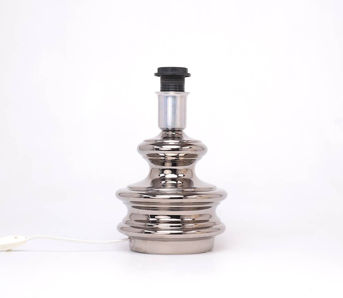 Lampe de table en céramique argentée vintage, années 1970