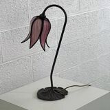 Flower lamp in bronze metal and glass paste