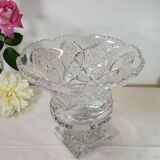 Large bohemian crystal footed bowl, flared pedestal vase