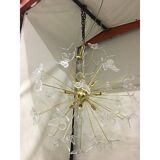 Murano Glass Sputnik Chandelier in Gold 24 Karat and Clear Butterfly
