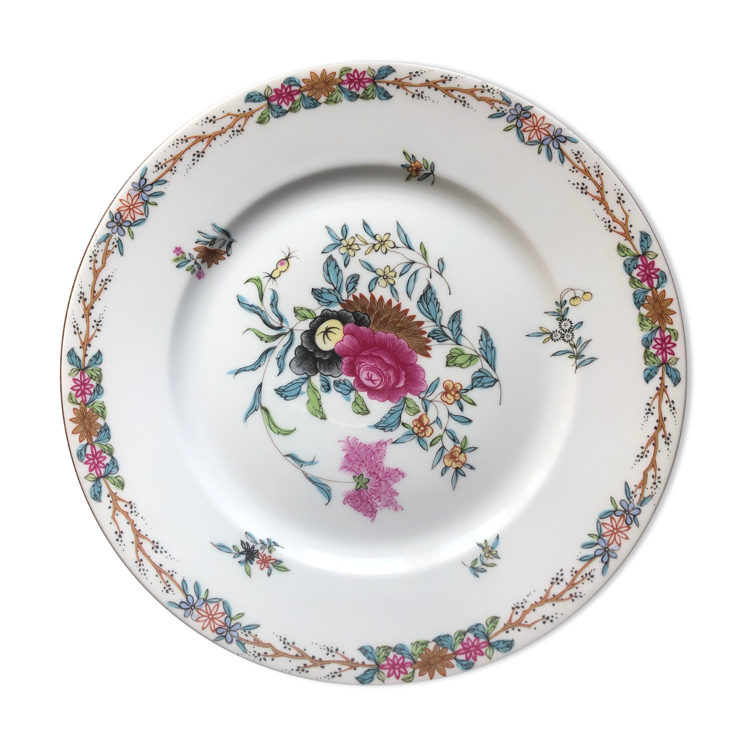 Set of 12 Haviland Limoges porcelain plates, Pondicherry collection