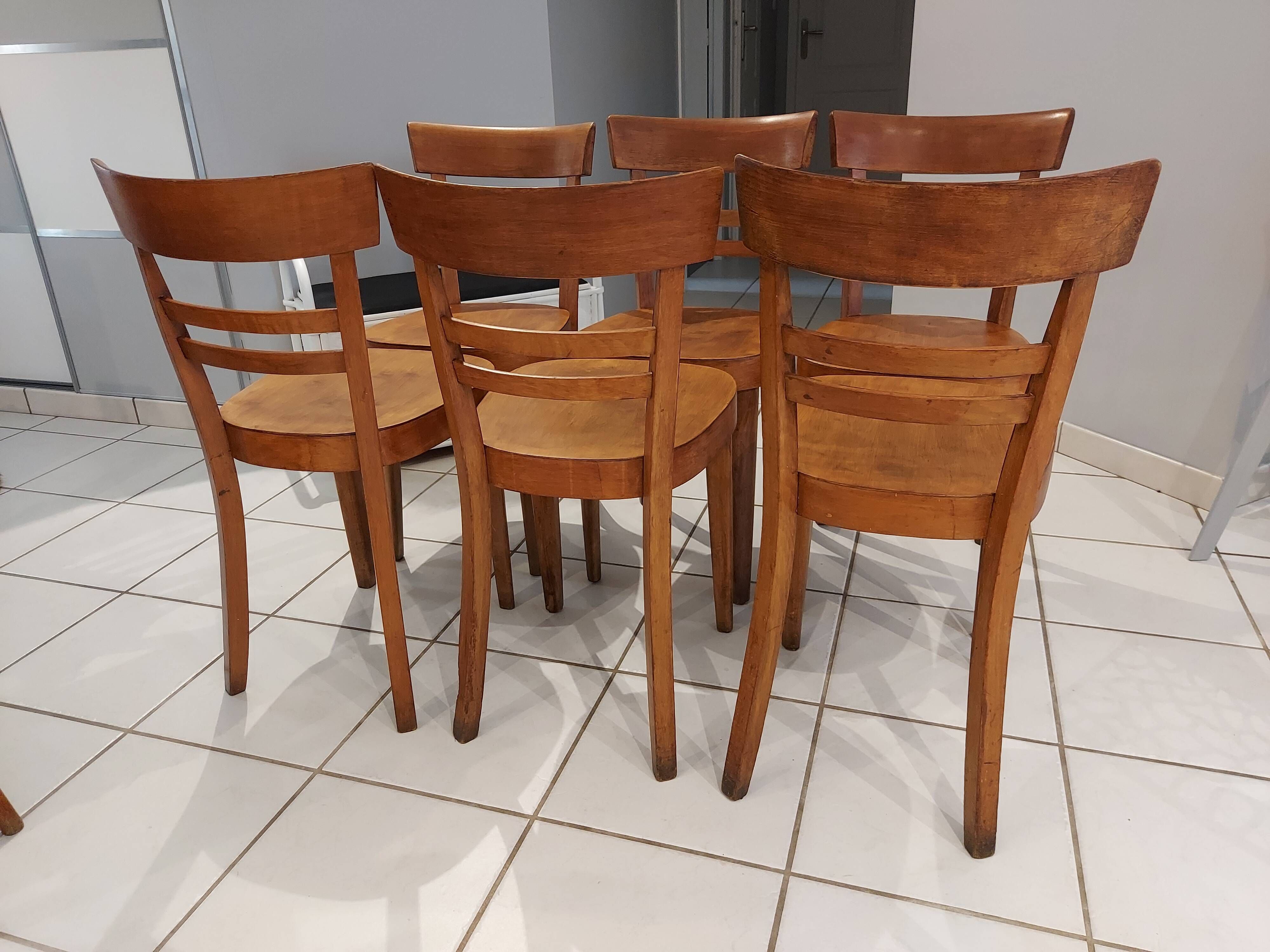 Suite of 6 chairs of bistrot Fischel 1930