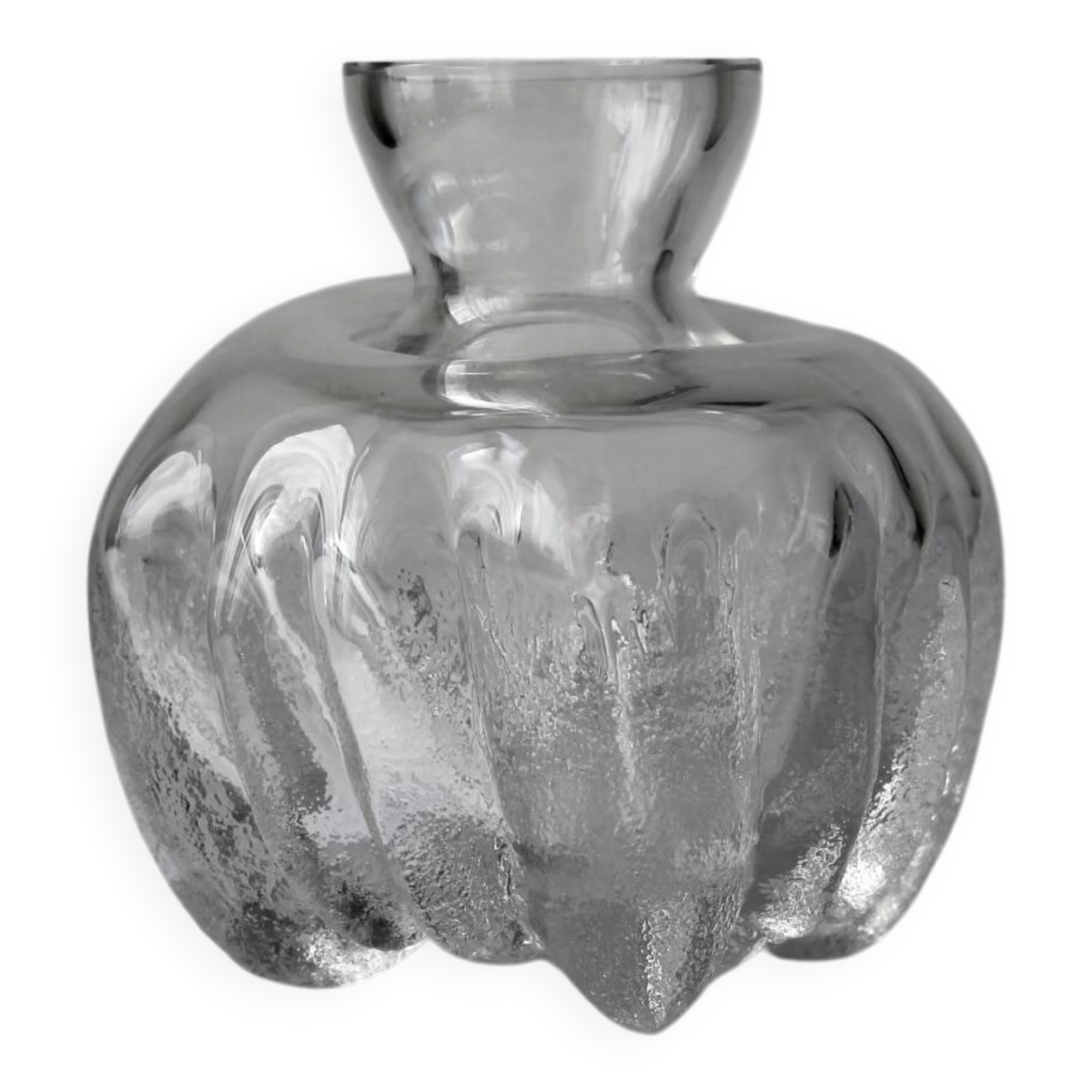 Lars Hellsten Large 1970s Full Lead Crystal Glass Vase