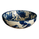 Empty pocket bowl in terracotta, glazed with "ink spots" design.