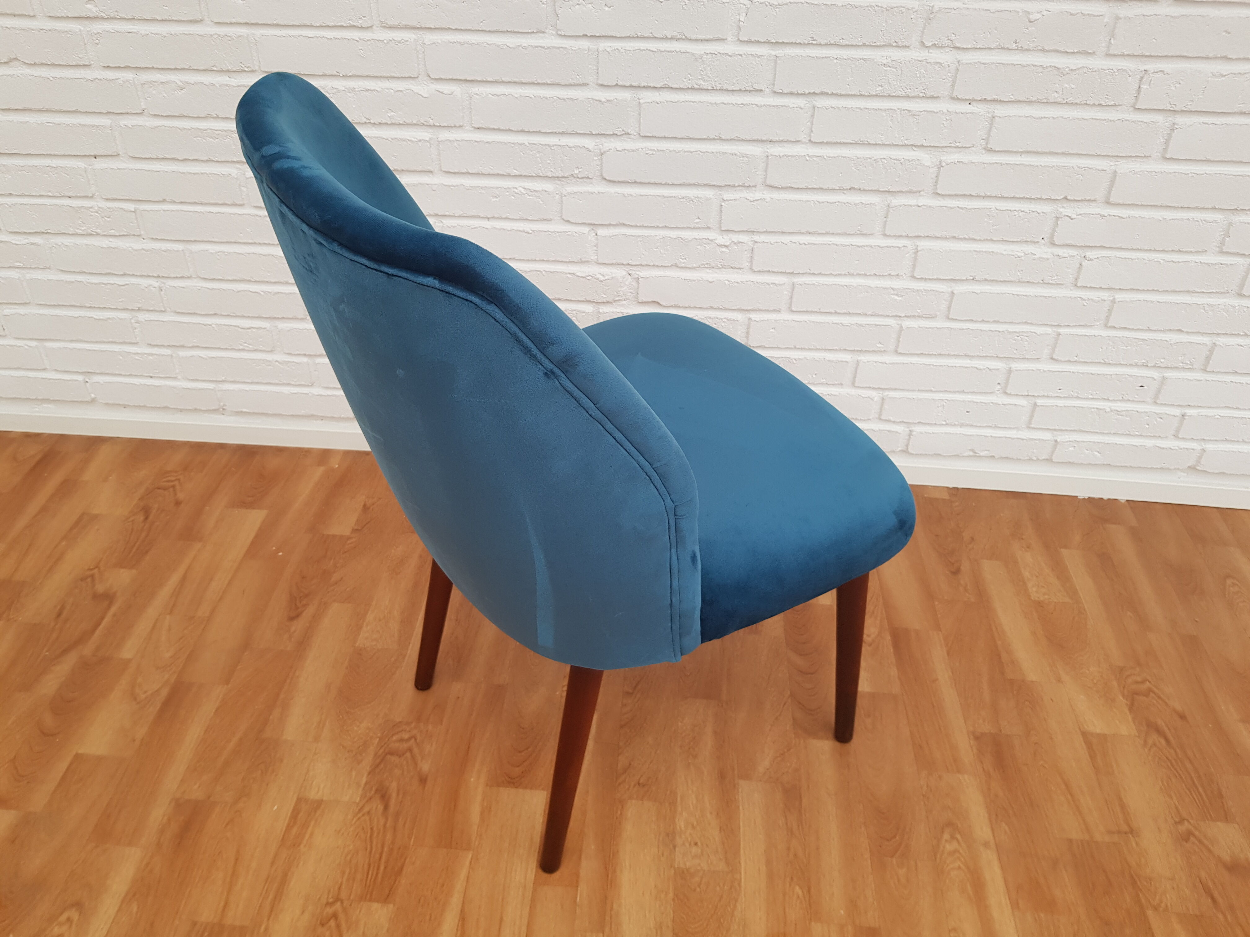Armchair in velvet with stained beech legs, 60s