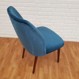 Armchair in velvet with stained beech legs, 60s